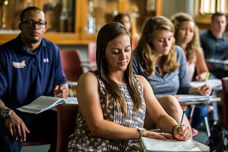 A UNC student in the classroom